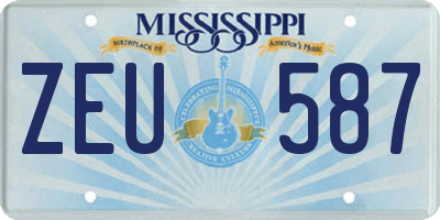 MS license plate ZEU587