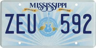 MS license plate ZEU592