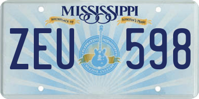 MS license plate ZEU598