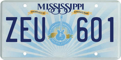 MS license plate ZEU601