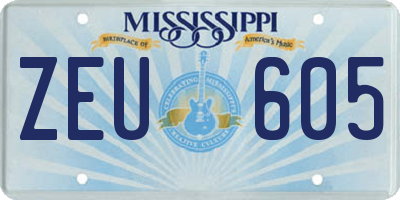MS license plate ZEU605