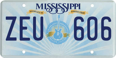 MS license plate ZEU606