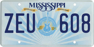 MS license plate ZEU608