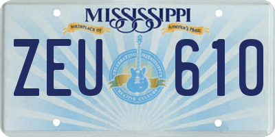 MS license plate ZEU610