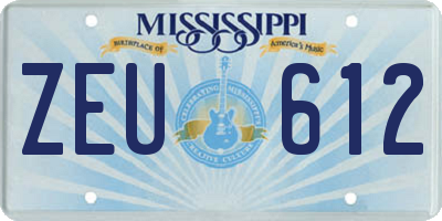 MS license plate ZEU612