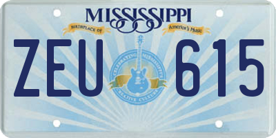 MS license plate ZEU615