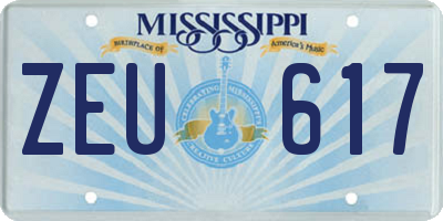 MS license plate ZEU617