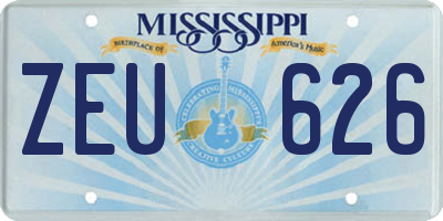 MS license plate ZEU626