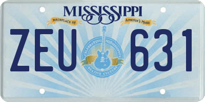 MS license plate ZEU631