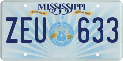 MS license plate ZEU633