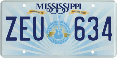 MS license plate ZEU634