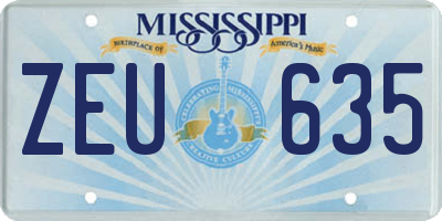 MS license plate ZEU635