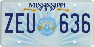 MS license plate ZEU636