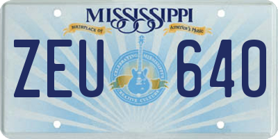 MS license plate ZEU640