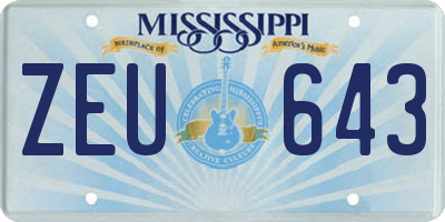MS license plate ZEU643