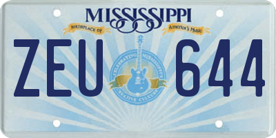 MS license plate ZEU644