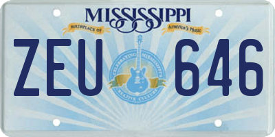 MS license plate ZEU646