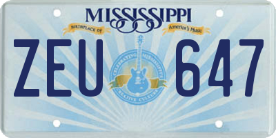 MS license plate ZEU647