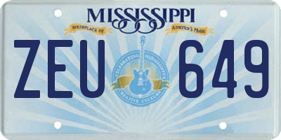 MS license plate ZEU649