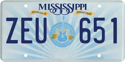MS license plate ZEU651