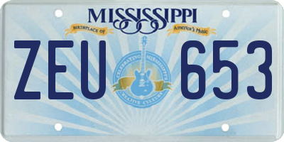 MS license plate ZEU653
