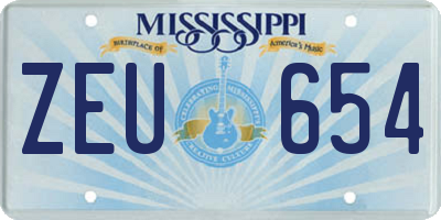 MS license plate ZEU654