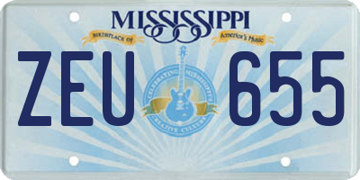 MS license plate ZEU655