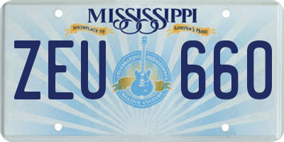 MS license plate ZEU660
