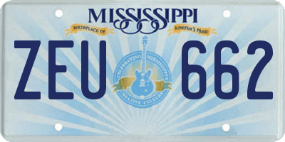 MS license plate ZEU662