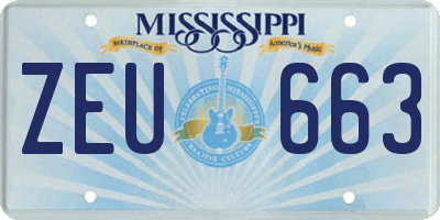 MS license plate ZEU663