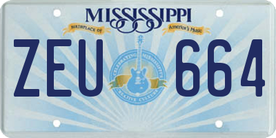 MS license plate ZEU664