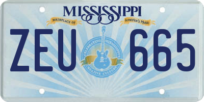 MS license plate ZEU665