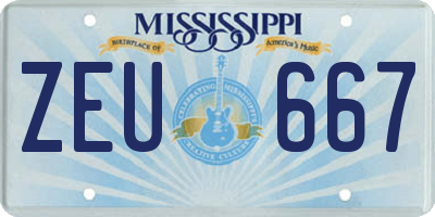 MS license plate ZEU667