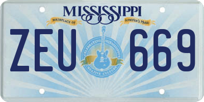 MS license plate ZEU669