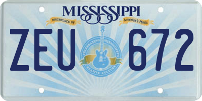 MS license plate ZEU672