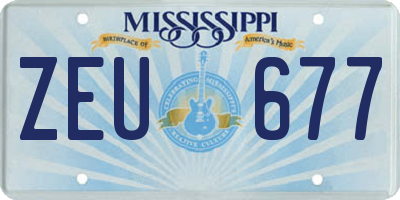 MS license plate ZEU677