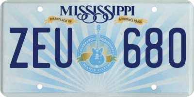 MS license plate ZEU680