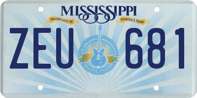 MS license plate ZEU681