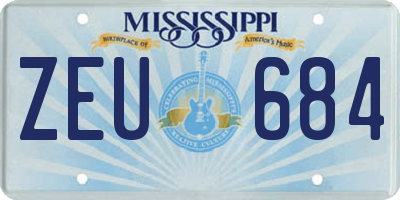 MS license plate ZEU684