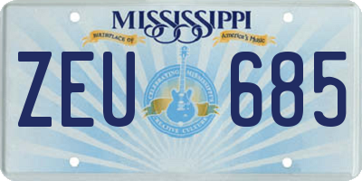 MS license plate ZEU685