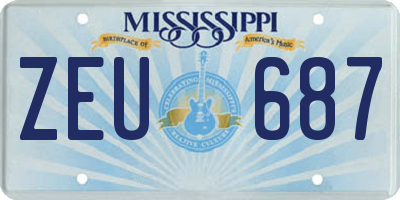 MS license plate ZEU687