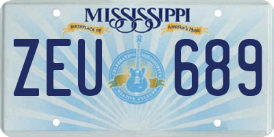 MS license plate ZEU689