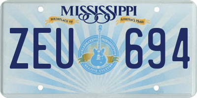 MS license plate ZEU694