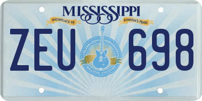 MS license plate ZEU698