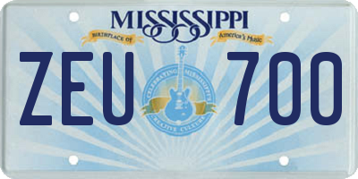 MS license plate ZEU700