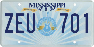 MS license plate ZEU701