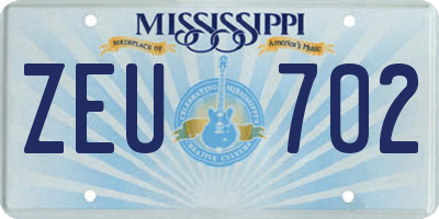 MS license plate ZEU702