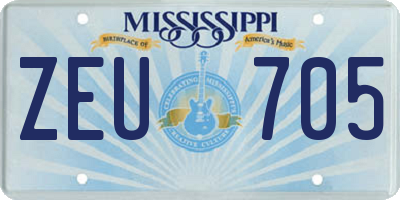 MS license plate ZEU705