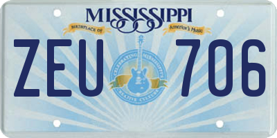 MS license plate ZEU706