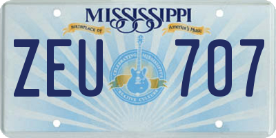 MS license plate ZEU707
